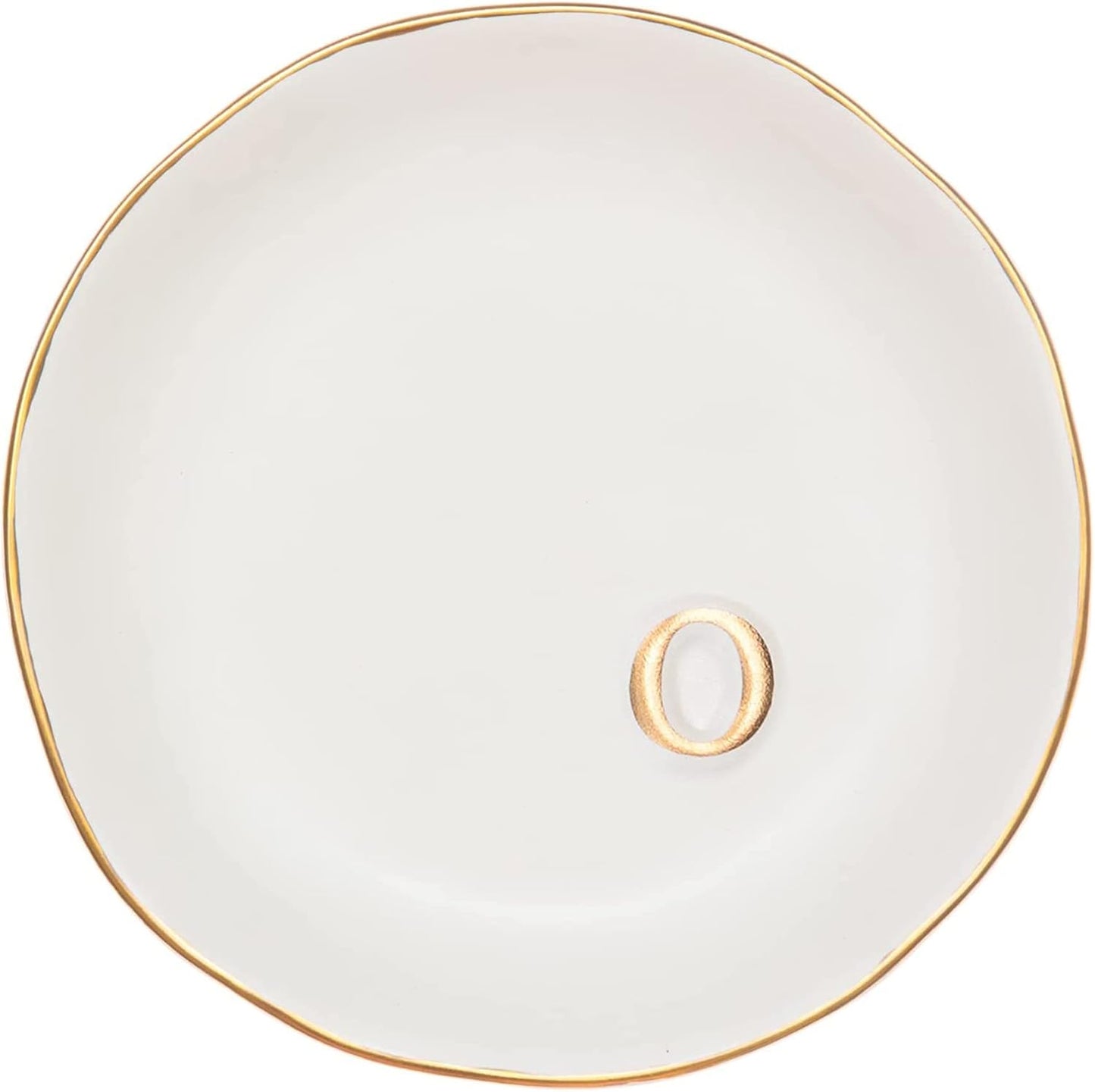 Ceramic Jewelry Tray - Decorative Trinket Dish for Rings, Earrings & Necklaces | 4.75" White Surface