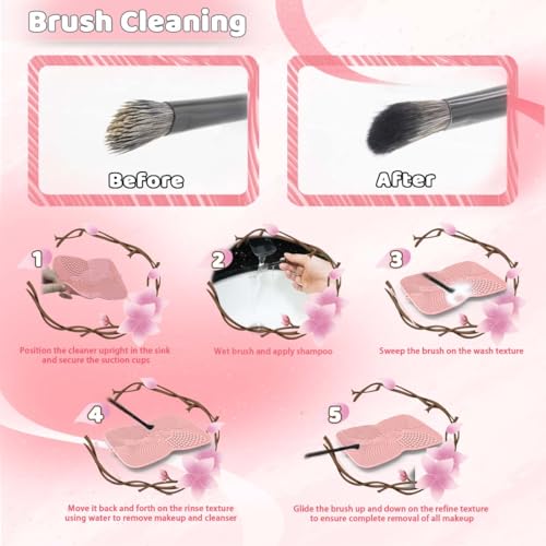 Silicone Makeup Brush Cleaner Pad with Suction Cup - 8 Textures