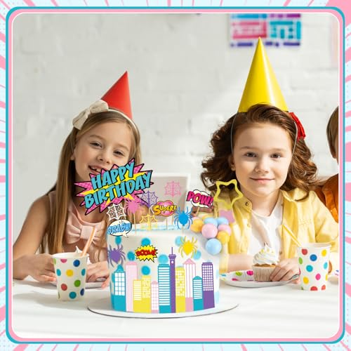 61 Pcs Spider Theme Cake Toppers Set for Kids Birthday Parties