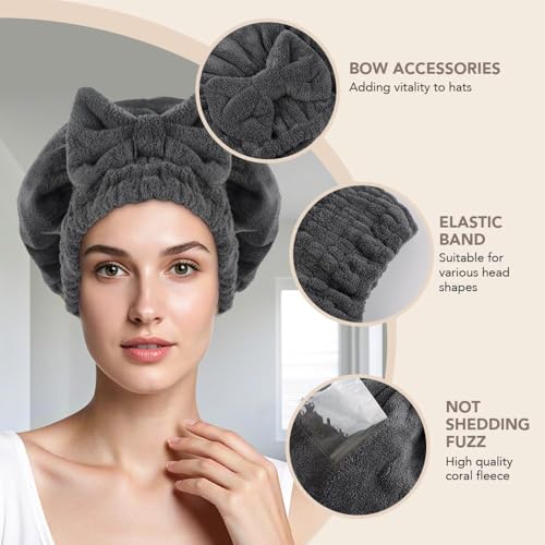 SUNLAND Microfiber Hair Drying Cap 2 Pack - Absorbent Turban for Wet Hair