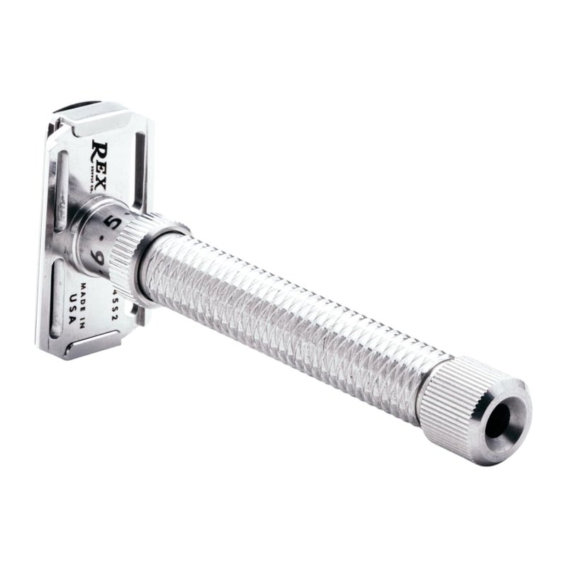 Rex Supply Co. Konsul XL Adjustable Slant Safety Razor – Stainless Steel Double Edge Razor with Long Handle & Diamond Grip | Customizable Shaving Precision | Made in USA | Wet Shaving Essential