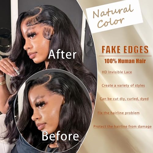 Laysson 4 Pcs HD Lace Baby Hair Strips - Reusable Virgin Human Hair Edges