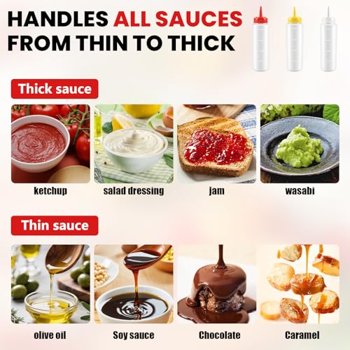 Squeeze Bottles Set - Food-Grade 8oz Condiment Dispensers for Sauces