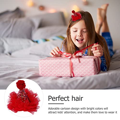 Mini Santa Hat Hair Clips for Girls - 5pcs Christmas Barrettes (6x5x5cm)