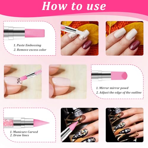5-Piece Dual-Tipped Silicone Nail Art Sculpting Pens