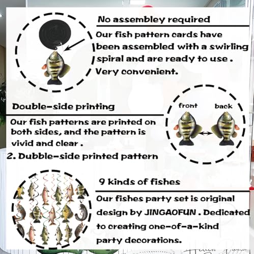 Fishing Theme Birthday Party Decorations - 18 Pre-Strung Swirls