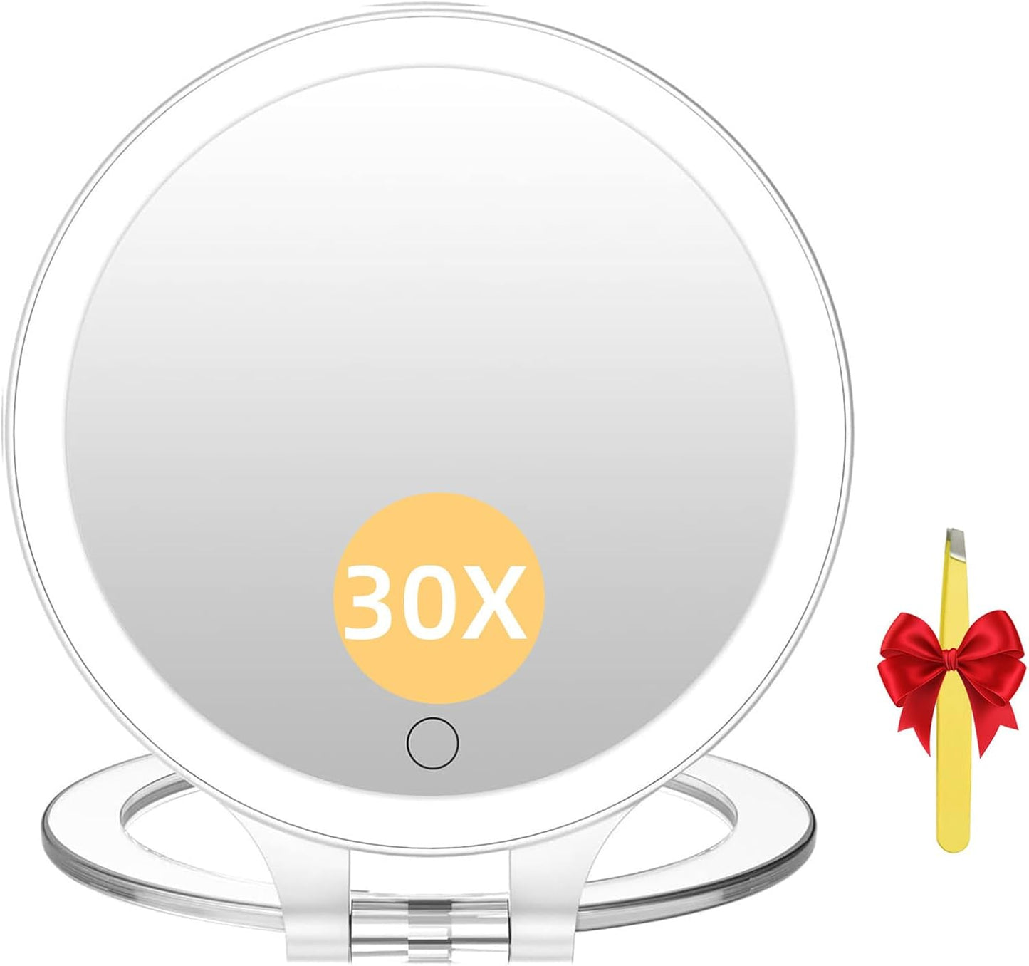 10X 1X Double-Sided Magnifying Makeup Mirror - Rechargeable Lighted with 3 Color Settings | Adjustable Rotation