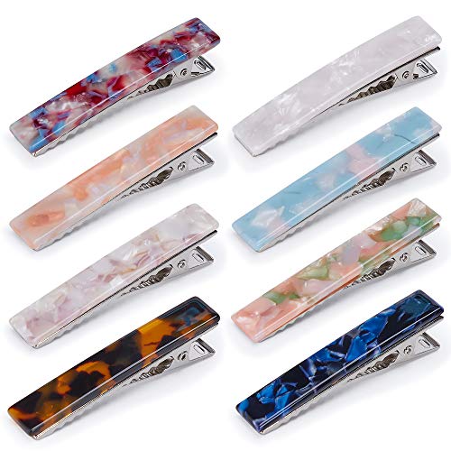 Acrylic Hair Barrettes 8pc Set Geometric Marble Duckbill Clips for Women Girls