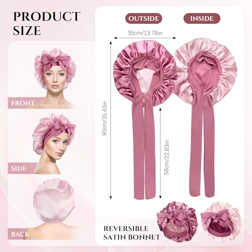 Reversible Satin Bonnet for Women - Adjustable Double Layer Sleep Cap