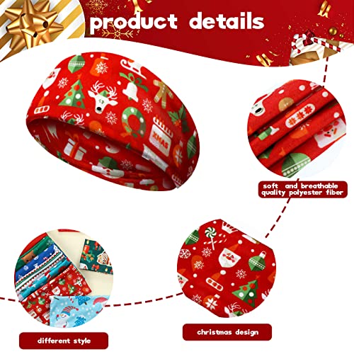 Jutom 12 Pcs Christmas Twisted Turban Headbands, Festive Elastic Hair Wraps