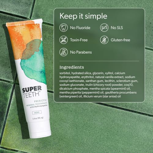 SuperTeeth Hydroxyapatite Toothpaste - Fluoride-Free Mint Formula for Kids & Adults