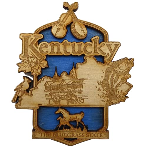 Kentucky State Magnet - Rustic Wooden Laser Cut Souvenir