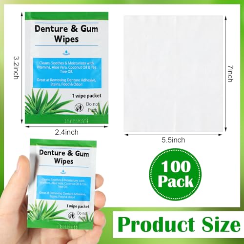 Timgle Denture Cleaning Wipes - 100 Count Adhesive & Stain Remover