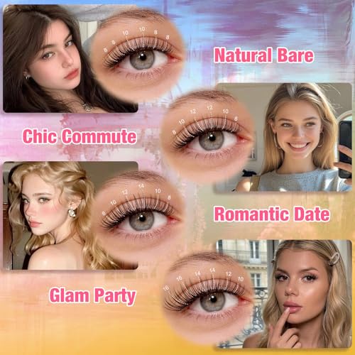 QUEWEL Aurora Lash Clusters 120pcs Natural C Curl False Eyelashes - 1-Lash-Aurora