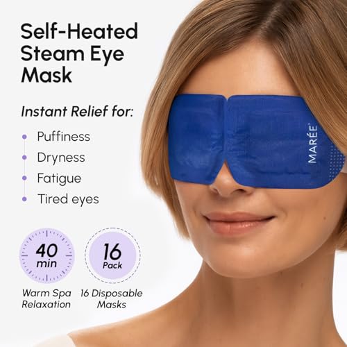 MAREE Heated Eye Masks for Dry Eyes ? Steam Eye Mask Disposable ? Self Heating Eye Mask for Puffy Eye ? Facial Steamer Alternative for Relaxation ? Warm Compress for Eyes ? Spa Gift for Women