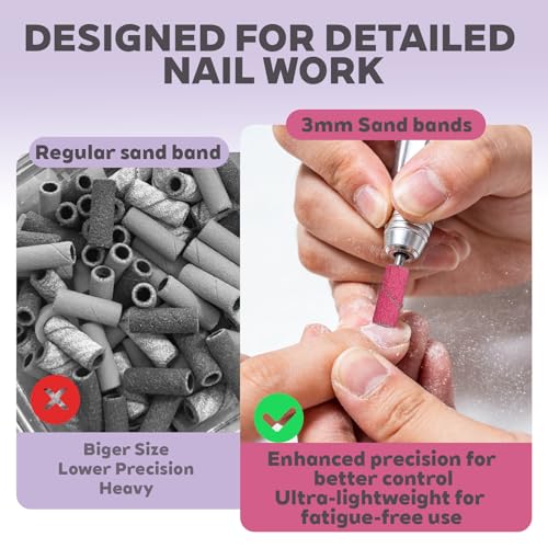 200Pcs Nail Drill Sanding Bands Set with Mandrel Bit - 4 Grit Sizes
