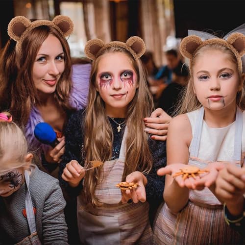 3 Pack Furry Bear Ears Headbands for Adults - Halloween Costume & Party Accessory