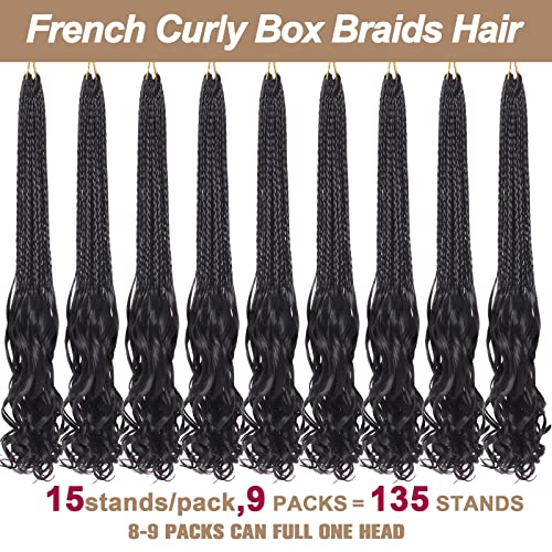 COOKOO 18 Inch Pre Looped Black French Curl Crochet Braids - 9 Packs