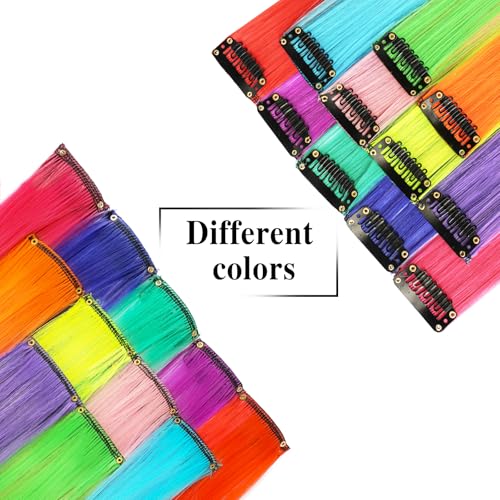 SOFEIYAN 10-Piece Colorful Clip-In Hair Extensions - Purple, 22 Inch Synthetic Highlights for Women
