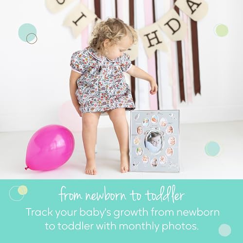 My First Year Baby Milestone Photo Frame - Silver Display for 12 Photos