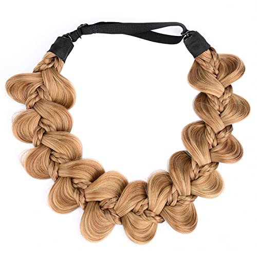 DIGUAN 5-Strand Braided Headband, Synthetic Plaited Hairpiece - Caramel Brown