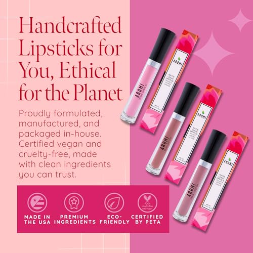 Aromi Pink Peonies Liquid Lipstick - Bright Magenta Fuchsia, Vegan & Waterproof