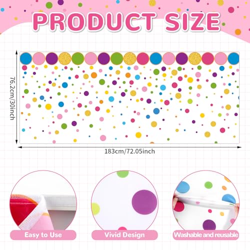 Polka Dots Table Skirt for Teacher Desks - 72x30 Inches