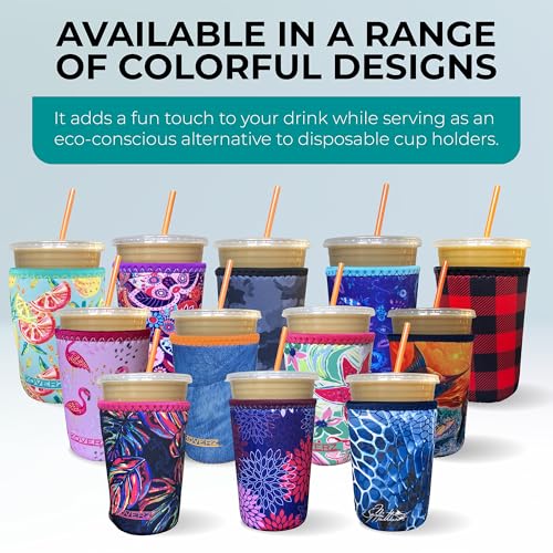 Large Black Camo Iced Coffee Sleeve - Insulated Neoprene Cup Holder