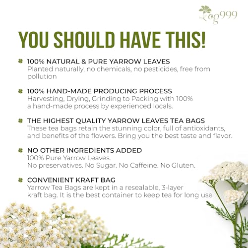 TOG999 Yarrow Leaf Herbal Tea Bags - 60 Count, Caffeine-Free & Vegan