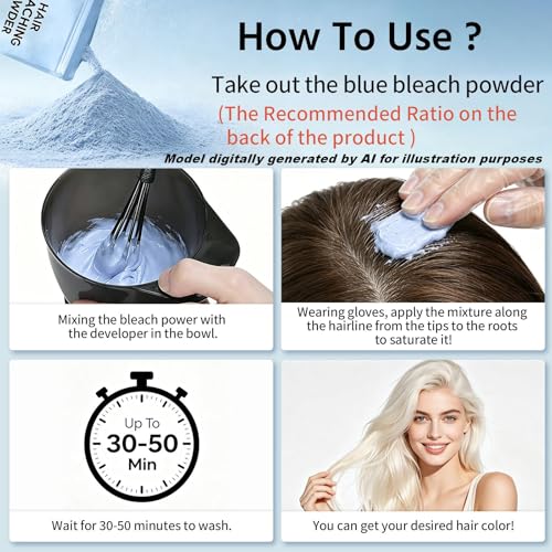 JUANCHI Professional Hair Bleach Powder - Lifts Up to 8 Levels (45g)