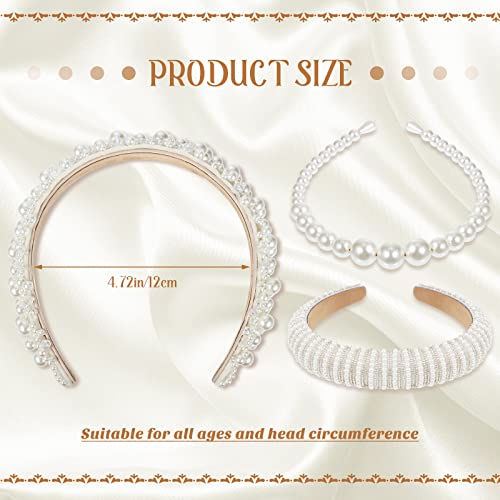Hoteam 3 Pcs Pearl Headbands for Women - Bridal Hair Accessories