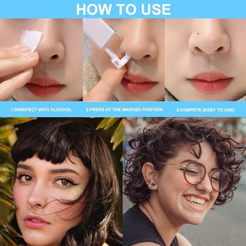 72Pcs Disposable Nose Piercing Gun Kit with Nose Studs and Cleaning Tools
