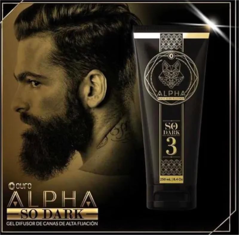 Ouro Alpha So Dark Gray Hair Gel - Natural Black Cover & Styling 8.45oz