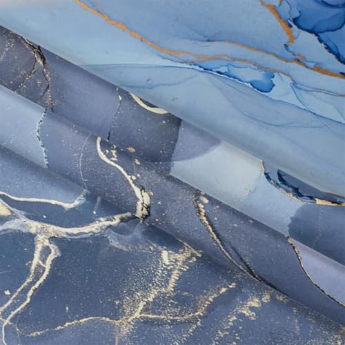 Luxury Blue Marble Shower Curtain - Waterproof Polyester, 36"W x 72"L
