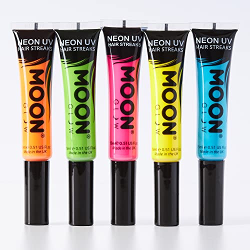 Moon Glow Neon UV Hair Color Streaks - Set of 5 Temporary Hair Dye