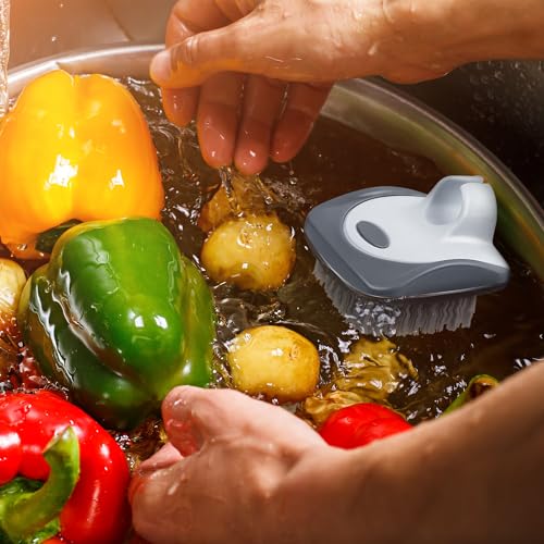 Aodaer Vegetable Brush Set - 2 Silicone & Nylon Scrubbers for Fruits & Veggies