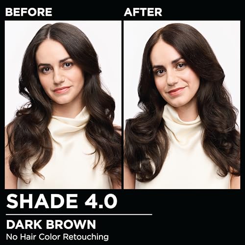 Garnier Olia Hair Color, Ammonia-Free Permanent Hair Dye, Oil-Powered Formula for 100% Gray Coverage and 3x Shinier Hair, Vegan & Cruelty Free, 4.0 Dark Brown, 2 Count