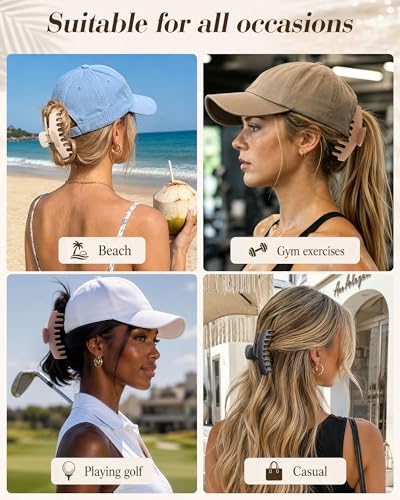 CHLINS Claw Clips for Fine Hair - 4.2 Inch Matte & Leopard Variations, Non-Slip Hair Accessories for Women & Teens - Light Khaki, Khaki, Coffee, Black