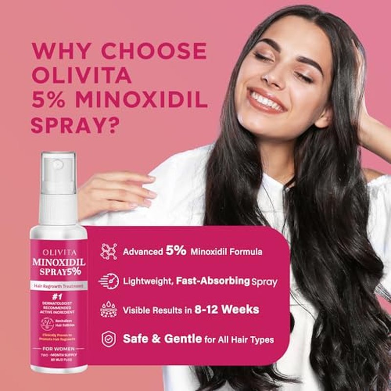 5% Minoxidil Spray for Women Hair Growth: Extra Strength Hair Regrowth Treatment ? Revitalize Hair Follicles & Regrow Thicker, Fuller Hair ? Hair Loss Solution - 2 Packs