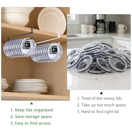 4-Pack Tumbler Lid Organizer Rack - Carbon Steel, Slide-On Design
