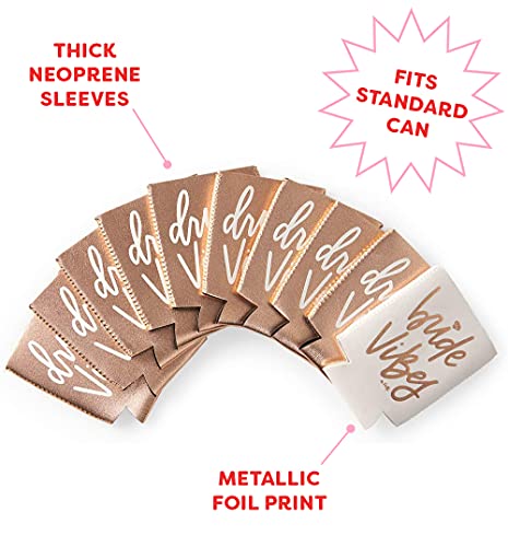 Bride Vibes Can Cooler Set - 10 Pack, White & Rose Gold
