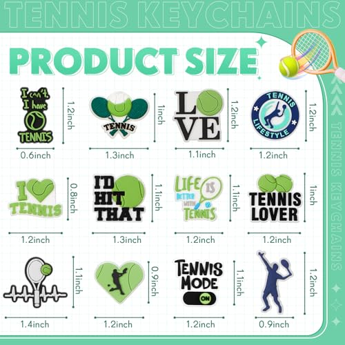 Batiyeer 36 Pack Tennis Keychains - Fun Sports Party Favors