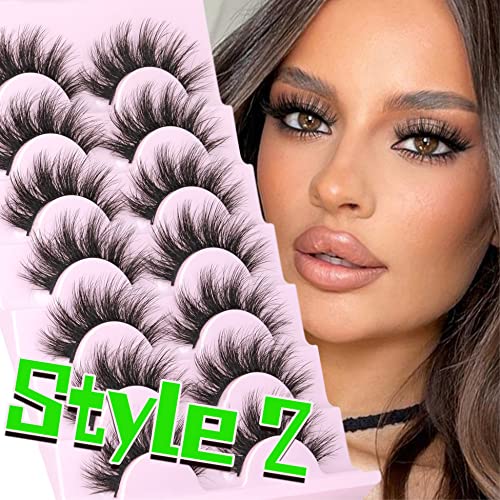 TNFVLONEINS 21 Pairs Fluffy Mink Lashes - 3 Styles Natural Wispy Curly Fake Eyelashes