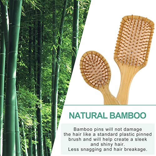 Bamboo Hair Brush & Comb Set for Women, Men & Kids - Square
