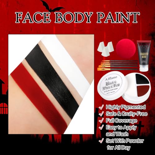 Afflano Halloween Face Paint Kit 11Pcs for Clown Vampire Zombie Cosplay
