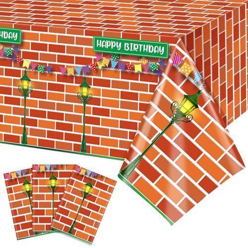 3 Pcs Cartoon Street Birthday Tablecloths - 54 x 108 Inch Disposable