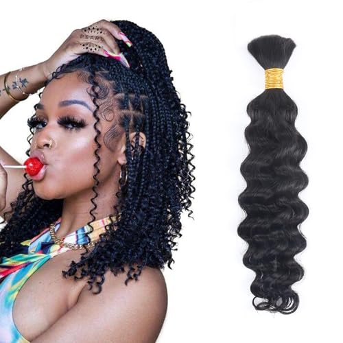 Human Braiding Hair for Boho Braids Deep Wave Bulk 14 Inch 1 Bundle