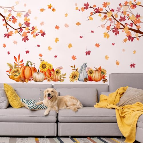 Autumn Maple Leaf Wall Decals - Removable Stickers for Decor