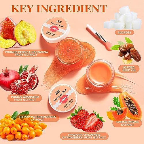ANAI RUI Peach Lip Scrub & Lip Mask Set for Moisturizing Care