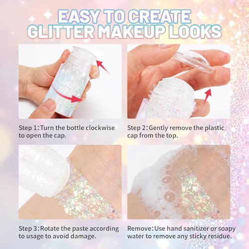 DAGEDA Mermaid Body Glitter Stick,Sparkly Hair Face Glitter Makeup for Women Rave Outfit Accessories,Holographic Mermaid Glitters Face Paint Stick for Women Halloween Makeup 1.12 oz